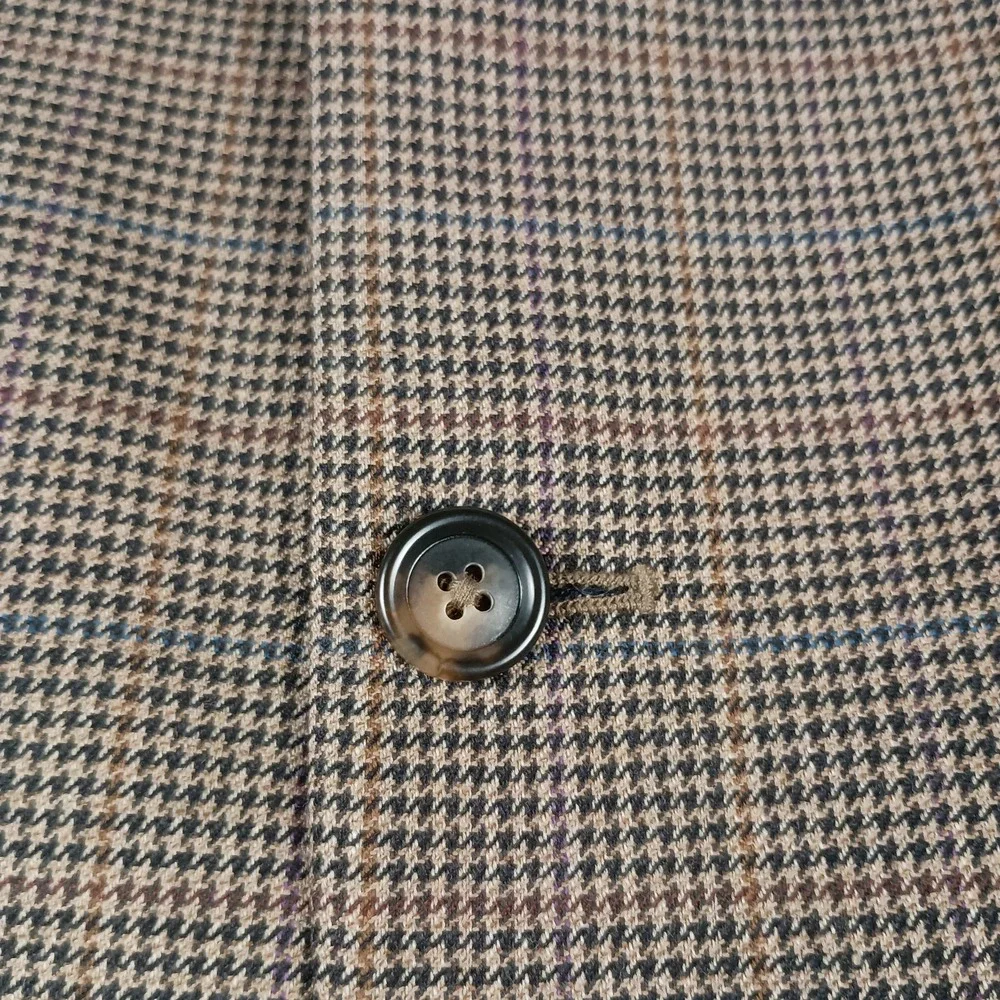 Jos. A. Bank‎ Traveler Tailored Fit 42L Wool Houndstooth Overcheck Mens Blazer